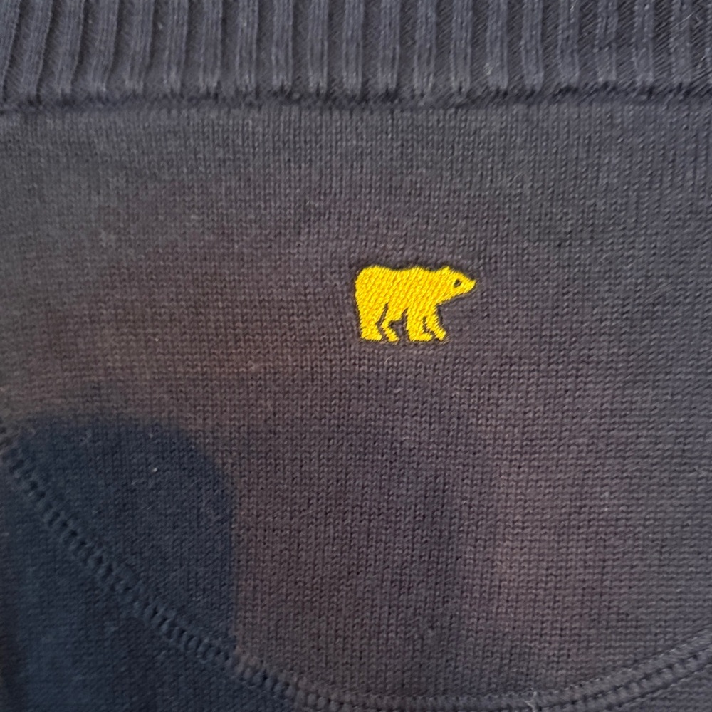 Jack Nicklaus Mens V-Neck Sweater Navy Blue Cotton Golden‎ Bear Logo Large - Picture 3 of 4